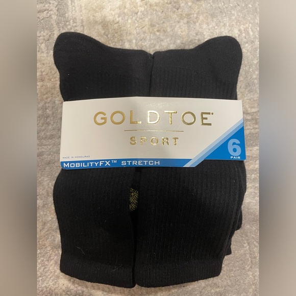 Gold Toe Other - NWT Gold Toe Sport 6 Pair Black Cushion Crew Socks Shoe Size 6-9 Unisex